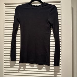 Reformation Davy Black Long Sleeve Ribbed Shirt